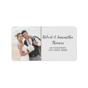 Whimsical Faded Photo Calligraphy Wedding Label