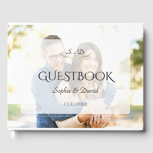 Whimsical Faded Photo Geometric Wedding Guest Book