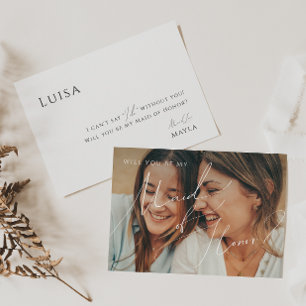 Whimsical Faded Photo Maid of Honour Proposal Card