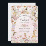 Whimsical Fairies Baby Shower Flower Garden Meadow Save The Date<br><div class="desc">Personalize this whimsical save the date easily and quickly. Simply click the Edit Using Design Tools button to edit the text,  change fonts and fonts colours. Featuring watercolor hand-drawn fairies in an enchanted wildflower meadow. Matching items available in store. All text is editable! (c) Somerset Fine Paperie</div>