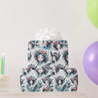 Whimsical Fairies with Flower Crowns Wrapping Paper