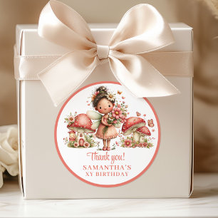 Whimsical Fairy 3rd Birthday Floral Favour Box   Classic Round Sticker