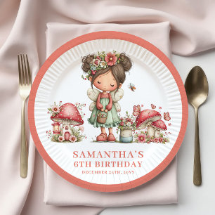 Whimsical Fairy 7th Birthday Pastel Floral Plates