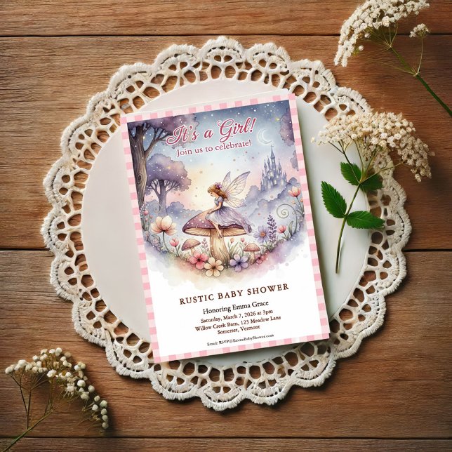 Whimsical Fairy Baby Shower Invitation Postcard (Creator Uploaded)