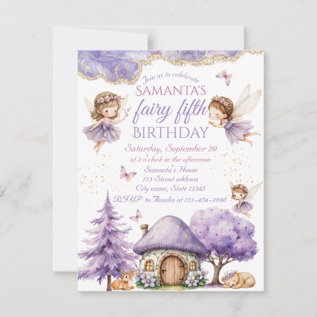Whimsical Fairy Birthday Party Invitation (Front)
