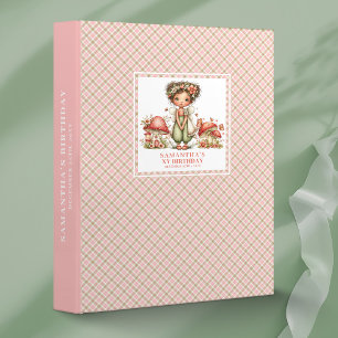 Whimsical Fairy Birthday Ring Binder Pink Flowers 