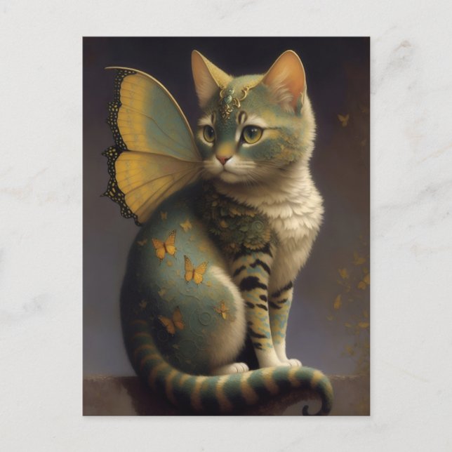 Whimsical Fairy Cat Postcard (Front)