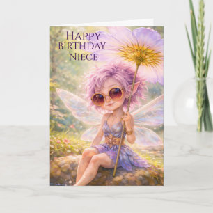 Whimsical Fairy Dandelion–Niece Happy Birthday  Card