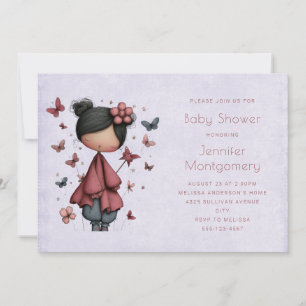 Whimsical Fairy Doll Retro Cute Baby Shower Invitation
