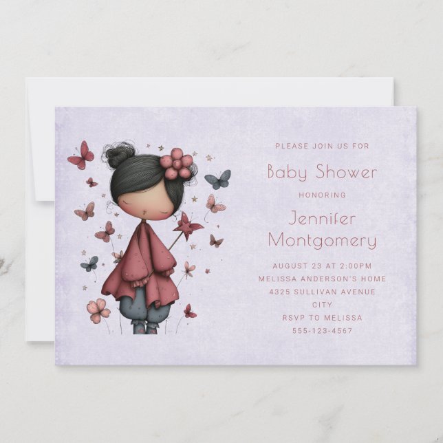 Whimsical Fairy Doll Retro Cute Baby Shower Invitation (Front)