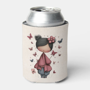 Whimsical Fairy Doll Retro Cute Can Cooler
