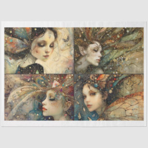 Whimsical Fairy Faces Scrapbooking Mixed Media 2 Tissue Paper
