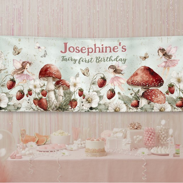 whimsical fairy first birthday custom long banner (Creator Uploaded)