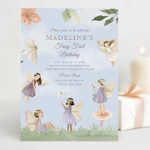 Whimsical Fairy First Birthday Invitation for Girl