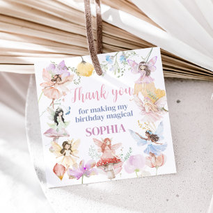 Whimsical Fairy First Birthday Party Square Favour Tags