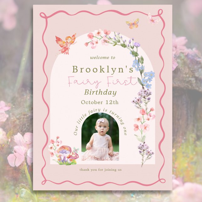 Whimsical Fairy First Birthday Welcome Sign Poster (Whimsical Fairy First Birthday Welcome Sign Poster
)