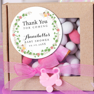 Whimsical Fairy Flower Vines Baby Bridal Shower Classic Round Sticker