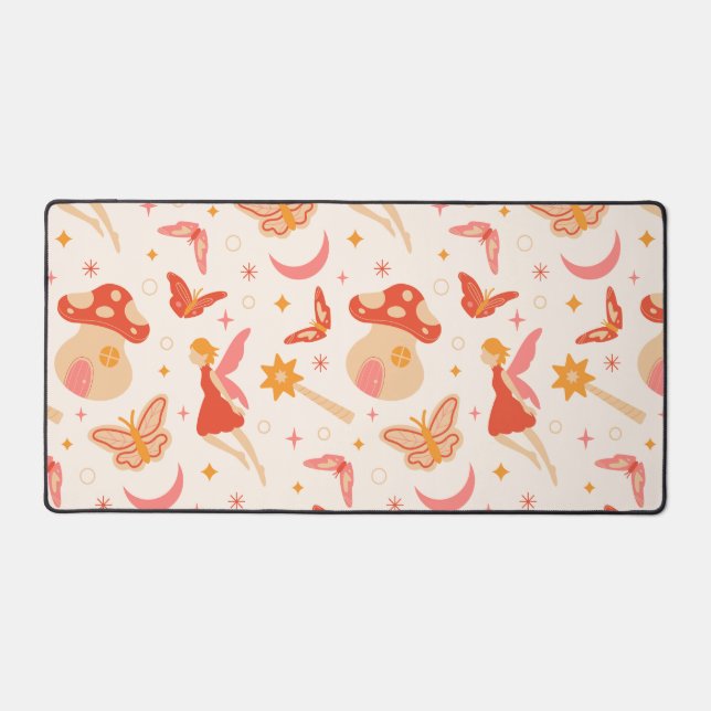 Whimsical Fairy Forest Pattern Desk Mat (Front)