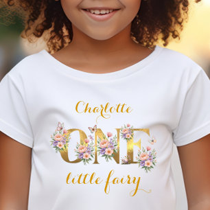 Whimsical fairy garden 1st birthday party toddler t-shirt