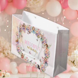 Whimsical fairy garden 3rd birthday  large gift bag