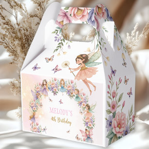 Whimsical fairy garden 4th birthday favor box