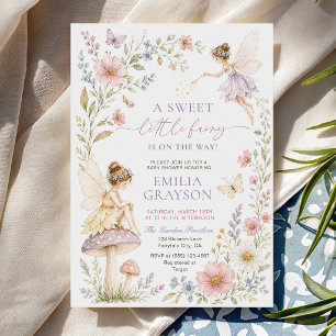 Whimsical Fairy Garden Baby Shower Floral Invitation