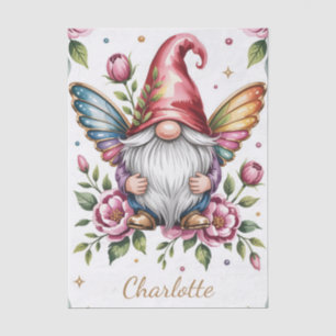 Whimsical Fairy Garden Gnome with Butterfly Wings Tissue Paper