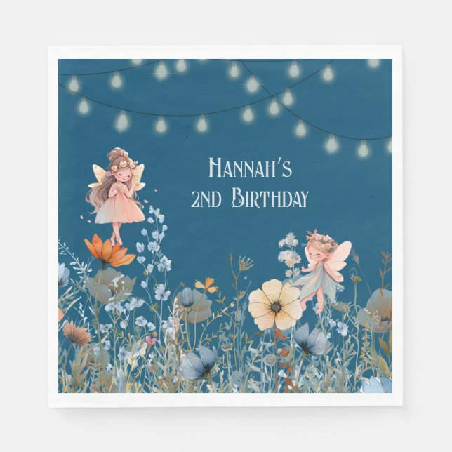 Whimsical Fairy Garden Magic Second Birthday Napkin (Front)