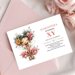 Whimsical Fairy Girl 1st Birthday Blush Pink  Invitation