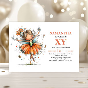 Whimsical Fairy Girl 6th Birthday Floral invitatio Invitation