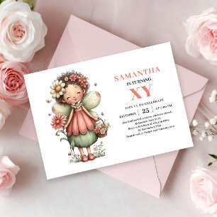 Whimsical Fairy Girl Birthday Blush Pink invitatio Invitation