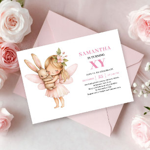 Whimsical Fairy Girl Birthday Blush Pink invites