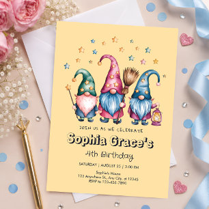 Whimsical Fairy Gnome Kids Party Invitation