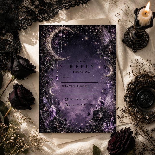 Whimsical Fairy Goth Wedding RSVP Card (Creator Uploaded)