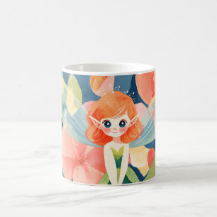 Whimsical Fairy in Blooming Flower Garden Coffee Mug