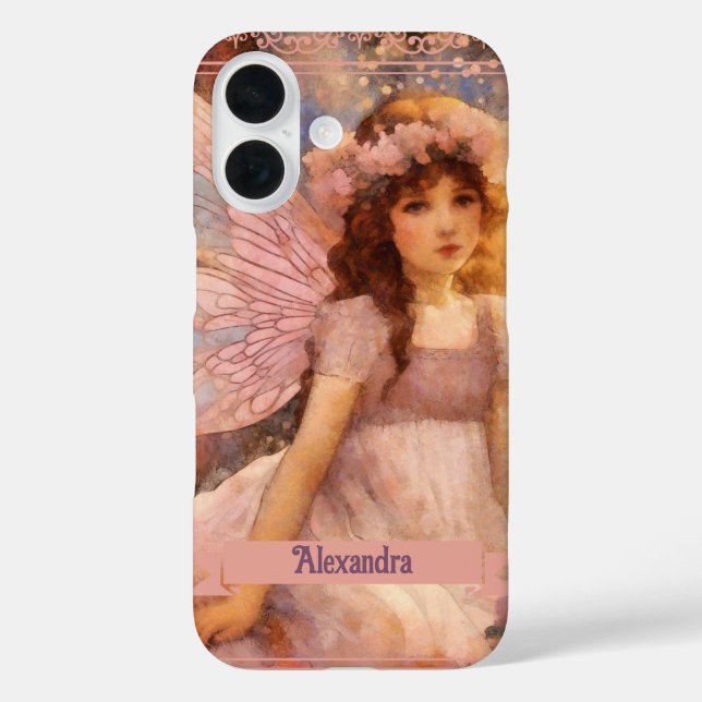 Whimsical Fairy in Dreamy Pink Floral Garden Case-Mate iPhone Case (Back)