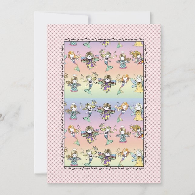 Whimsical Fairy Mermaid and Angel Party Invites (Front)