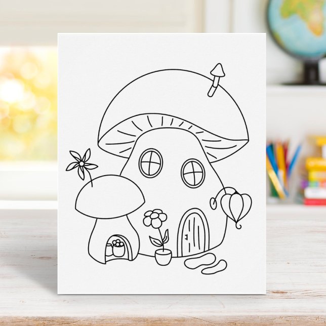 Whimsical Fairy Mushroom Colouring Page Poster (Creator Uploaded)