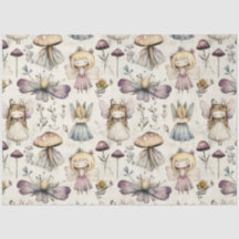 Whimsical Fairy & Mushroom Flower Garden Decoupage