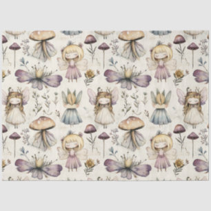 Whimsical Fairy & Mushroom Flower Garden Decoupage Tissue Paper