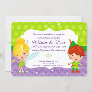 Whimsical Fairy Party invitation for twins