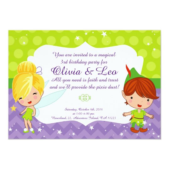 Whimsical Fairy Party invitation for twins