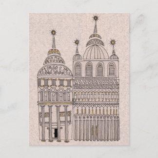 Whimsical Fairy Tale Illustration Buildings Postcard