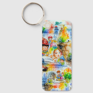 Whimsical Fairy Tale Illustration Keychain