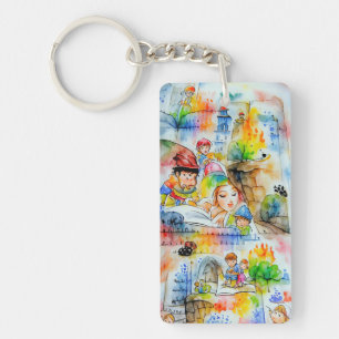 Whimsical Fairy Tale Illustration Keychain