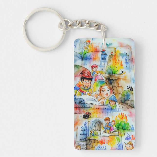 Whimsical Fairy Tale Illustration Keychain (Front)