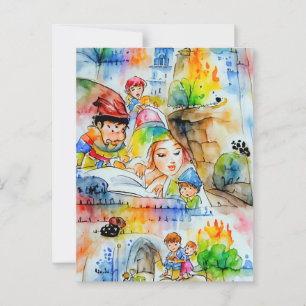 Whimsical Fairy Tale Illustration Postcard