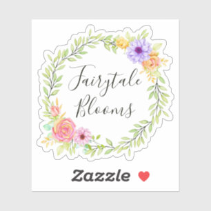Whimsical Fairy Tale Roses Floral Wreath Name Logo