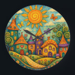 Whimsical Fairy Tale Village Colorful Canvas Art Large Clock<br><div class="desc">Add a touch of magic to your child's nursery with this vibrant and whimsical fairy tale village canvas. Featuring bright sun,  colorful houses,  and fluttering butterflies,  this unique artwork is designed to spark imagination and joy. High-quality print on stretched canvas,  perfect for modern kids' rooms and play areas.</div>
