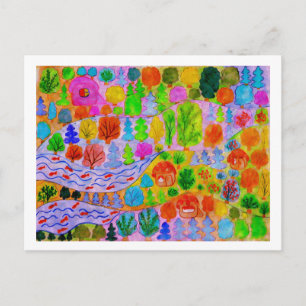 Whimsical Fairy Village & River Magic Postcard